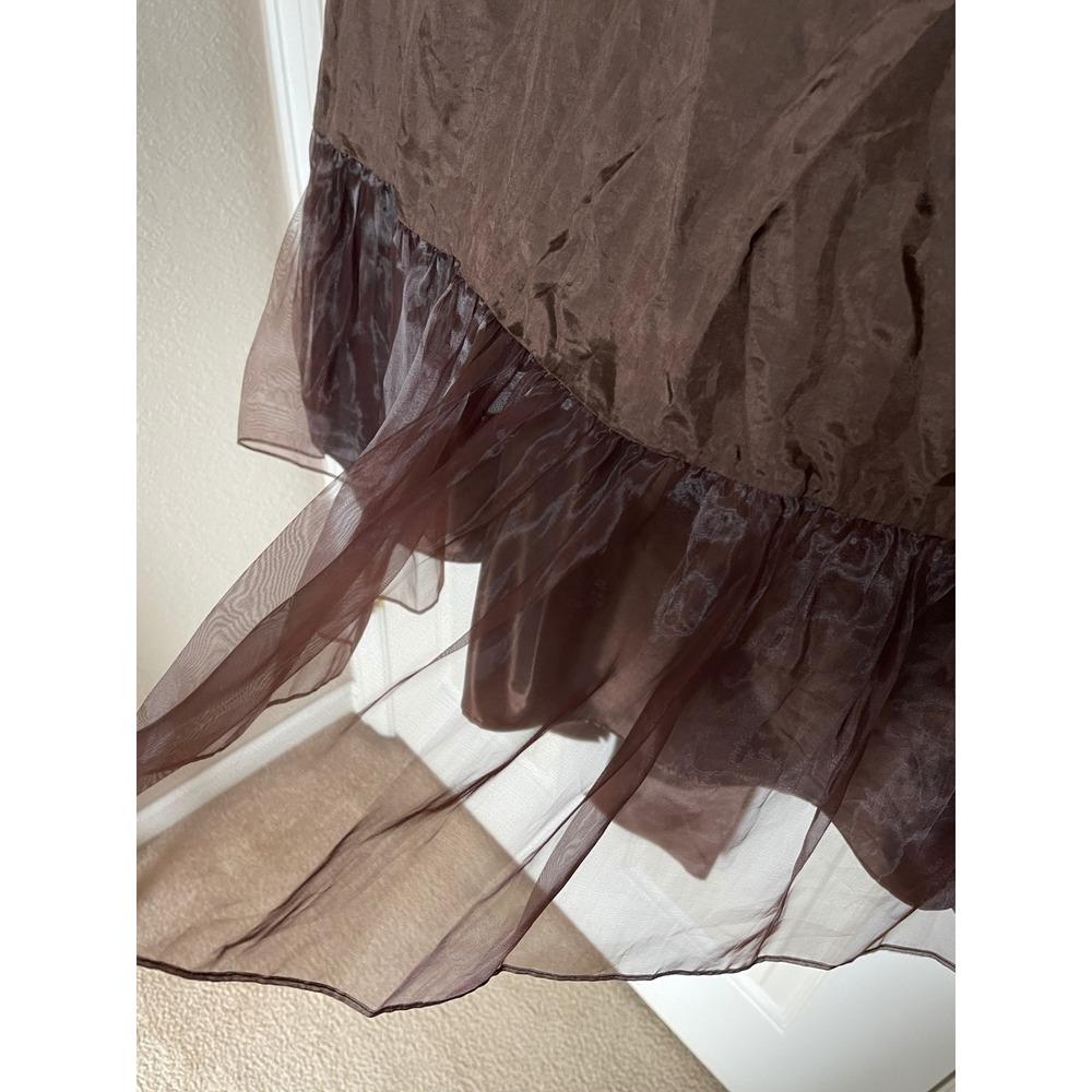 Ann Taylor Satin Cocktail Dress Womens Size 6 Brown V Neck Bow Back Formal Party - Picture 12 of 16